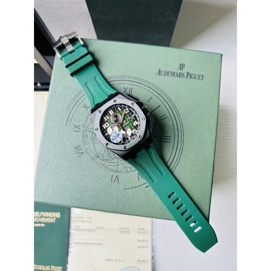 AP 爱彼 超级陶瓷甄品——皇家橡树离岸型26400系列腕表,采用全新的陶瓷材质锻造,质地轻 抗耐磨 不过敏 永不褪色。整表CNC级打磨 菱形表壳丝毫不割手,圈口拉丝呈自然一气呵成,每颗六角螺丝与表框皆处在同一平面,日历盘的TPE扩大效果与原版无异,纯手工填充的超强夜光不管颜色亦亮度均无限接近原版,符合人体工程学的微微可活动表带头粒佩戴更加舒适,搭载全新的定制版Cal.3126机芯 完美复刻了所有计时功能,夹板的红宝石更真 稳定性更强。整表分量与质感皆诚意满满! AP 爱彼 超级陶瓷甄品——皇家橡树离岸型26400系列腕表,采用全新的陶瓷材质锻造,质地轻 抗耐磨 不过敏 永不褪色。整表CNC级打磨 菱形表壳丝毫不割手,圈口拉丝呈自然一气呵成,每颗六角螺丝与表框皆处在同一平面,日历盘的TPE扩大效果与原版无异,纯手工填充的超强夜光不管颜色亦亮度均无限接近原版,符合人体工程学的微微可活动表带头粒佩戴更加舒适,搭载全新的定制版Cal.3126机芯 完美复刻了所有计时功能,夹板的红宝石更真 稳定性更强。整表分量与质感皆诚意满满!