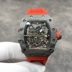 RICHARD MILLE 理查德米勒 RM35-02 齿轮配件堆砌而成的镂空立体表盘 蓝宝石镜面 碳纤维表壳 进口精工自动机械机芯 橡胶表带 蝴蝶扣 KV厂，出货实拍