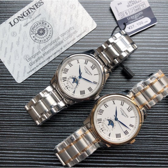 2019浪琴官网新品v2版本浪琴 LONGINES L33 名匠系列月相 市场上唯一一家官方1:1复刻版本，不惜成本[强]升级瑞机壳套字面，原装月相，区别市场普通版本 配置全自动机械机芯，316L精钢，蓝宝石镜面，尺寸39.5mm专柜同步，SJ出品让表又再次刷新高性价比的购表体验