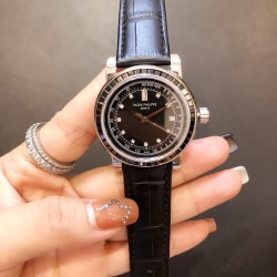 百达翡丽-PATEK PHILPPE 明珠天津雕花机(机械) 蓝宝石玻璃镜面 进口意大利牛皮 尺寸：直径：38mm 高度：约11mm