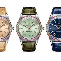 官网同步全新百年灵机械计时腕表-南海胶囊系列(chronometer Automatic 36)具有醒目的色彩和夜光.让人联想起夏日 海洋生物和葱郁草木所营造的令人陶醉的氛围。这款优雅的现代复古灵感腕表适合想在人群脱颖而出的女士。融合优异性能和造型美感，时尚而优雅，适合各种场合，多种金属表壳可供选择，镶嵌彩色宝石钻，从炫酷的精钢材质百搭双色间金乃至豪华红金，一应俱全，时标和多姿多彩表盘，搭载2824机械机芯，尺寸:36mm 是百年灵最新女士机械计时系列的灵动姐妹表款。