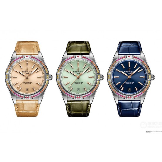 官网同步全新百年灵机械计时腕表-南海胶囊系列(chronometer Automatic 36)具有醒目的色彩和夜光.让人联想起夏日 海洋生物和葱郁草木所营造的令人陶醉的氛围。这款优雅的现代复古灵感腕表适合想在人群脱颖而出的女士。融合优异性能和造型美感,时尚而优雅,适合各种场合,多种金属表壳可供选择,镶嵌彩色宝石钻,从炫酷的精钢材质百搭双色间金乃至豪华红金,一应俱全,时标和多姿多彩表盘,搭载2824机械机芯,尺寸:36mm 是百年灵最新女士机械计时系列的灵动姐妹表款。 官网同步全新百年灵机械计时腕表-南海胶囊系列(chronometer Automatic 36)具有醒目的色彩和夜光.让人联想起夏日 海洋生物和葱郁草木所营造的令人陶醉的氛围。这款优雅的现代复古灵感腕表适合想在人群脱颖而出的女士。融合优异性能和造型美感,时尚而优雅,适合各种场合,多种金属表壳可供选择,镶嵌彩色宝石钻,从炫酷的精钢材质百搭双色间金乃至豪华红金,一应俱全,时标和多姿多彩表盘,搭载2824机械机芯,尺寸:36mm 是百年灵最新女士机械计时系列的灵动姐妹表款。
