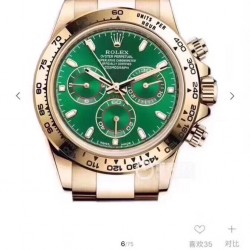 绿迪ROLEX 劳力士 宇宙计型迪通拿 表径40x13mm，316精钢表壳表链，蓝宝石镜面，夜光表盘指针，折叠扣。