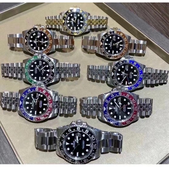ROLEX 劳力士 GMT格林尼治型 尺寸40mm！精钢表壳表链，蓝宝石镜面，超级夜光，双向陶瓷旋转表圈，原装折叠扣！
