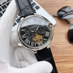 实物拍摄品牌：卡地亚-CARTIER   类型：男士腕表表壳：316精钢（做工上乘）表带：进口小牛皮/316精钢(两种可选)机芯：高级定制全自动机械机芯（走时稳定）材料：高级强化镀膜镜面尺寸：直径45mm，厚度13mm