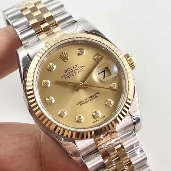 AR超强神作 ROLEX DATEJUST超级904L最强V2升级版日志型36系列腕表，表壳表带运用超级904L铸造而成，并行代购版DATEJUST，完美修正十年间所有副本的不足和缺陷，36mm表径，搭载3135机并搭配正品代购包装物料，重新定义最高品质的DATEJUST副本[拳头]            最强版A级副本DATEJUST【AR出品】