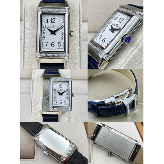 积家JAEGER-LECOULTRE 女士翻转系列:瑞士石英。个性独特魅力,40mmx20mm。材质:精钢打造,蓝宝水晶玻璃,阿拉伯数字表盘,太妃形指针,搭配意大利小牛皮,尽显貴族的风范! 积家JAEGER-LECOULTRE 女士翻转系列:瑞士石英。个性独特魅力,40mmx20mm。材质:精钢打造,蓝宝水晶玻璃,阿拉伯数字表盘,太妃形指针,搭配意大利小牛皮,尽显貴族的风范!