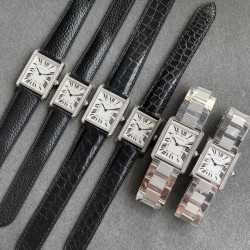 K11厂出品！升级V2版[强][强][强]顶级完美复刻的卡地亚TANK 坦克系列，[闪电]精钢版[闪电]有小号2431,中号2734,两个尺寸，顶级完美复刻，细节打磨，指针颜色，把头弧度，原厂鳄鱼皮带，底盖编码，均与正品一致！配贴码，一表一码！十种颜色表带！