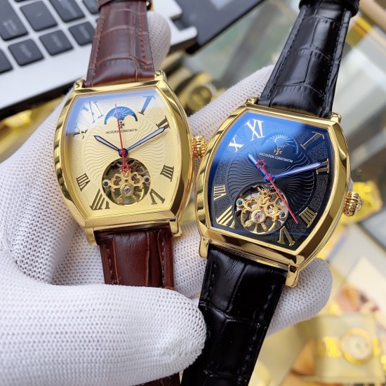 实物拍摄品牌：江诗丹顿 -Vacheron Constantin类型：[酷]男士腕表表壳：316精钢（做工优质）表带：进口真牛皮/316精钢（两种可选）机芯：高级定制全自动机械机芯（走时稳定）玻璃：高级强化镀膜镜面尺寸：直径37*43mm，厚度12.5mm