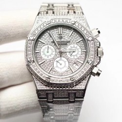 （K8新品）爱彼Audemars Piguet 皇家橡树系列 26320ST 26320BA 26320OR 钻石手表 搭载316L不锈精钢表壳 实心厚重钢带精选进口奥地利水钻 光彩闪耀 采用进口VK石英跑秒机芯  精准计时 耗时11个月 多功能钻石精装手表 尺寸42mm 重量170g