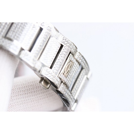 V7版复刻最高版！奢华 卡地亚 CARTIER B33 蓝气球 42mm 满钻系列 采用高端进口奥地利钻石5000+颗镶满表壳及表带 （镶嵌工艺5年内掉钻免费补新钻） 原版鱼眼真宝蓝石镜面（10年内非人为有磨损痕迹的！免费换新玻璃）TOP海鸥2836全自动机械机芯！高档烤蓝指针 高端精钢带 不掉螺丝 ！纳米真空电镀细节更到位！ 走时精准 质量可靠 ！五星推荐 匠心之作 值得你拥有！