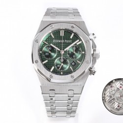 2023新品 AP/爱彼 皇家橡树系列全新26240计时码表，采用同正品一致（6字位小秒  透底机芯Caliber4401计时机芯)，搭配防眩目蓝宝石高透玻璃  表盘装饰经典的Grande Tapisserie大型格纹图案 316精钢采用缎面拉丝与抛光交替，呈现出哑光与亮面相映成趣效果，粗犷大气的41mm表盘，劲道十足，超强夜光显示，可以在任何环境下读取时间。