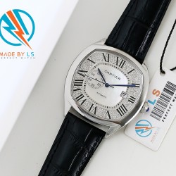 LS精品  卡地亚Drive 系列火热来袭最时尚单品！！卡地亚经典系列  优美的弧线 搭配着顶级奢华风格真钻镶嵌 吸引眼球 9字位24小时功能 蓝宝石玻璃镜面 永不刮花 进口全自动机械机芯 走时精准  奢华大气 光彩夺人