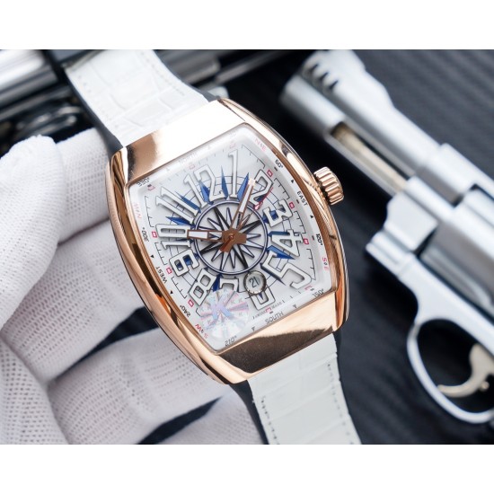 K厂出品:法兰克穆勒V45 SC DT系列54*42mm 全自动日本机械机芯 蓝光镀膜玻璃 超强夜光,日历窗放大镜,意大利牛皮表带底部橡胶,可搭配美洲鳄鱼皮纹,316精钢敖表壳,折叠原装扣 糅合商务设计风格 中间完美弧线夹层设计!!! K厂出品:法兰克穆勒V45 SC DT系列54*42mm 全自动日本机械机芯 蓝光镀膜玻璃 超强夜光,日历窗放大镜,意大利牛皮表带底部橡胶,可搭配美洲鳄鱼皮纹,316精钢敖表壳,折叠原装扣 糅合商务设计风格 中间完美弧线夹层设计!!!