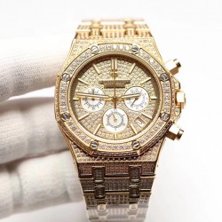 （K8新品）爱彼Audemars Piguet 皇家橡树系列 26320ST 26320BA 26320OR 钻石手表 搭载316L不锈精钢表壳 实心厚重钢带精选进口奥地利水钻 光彩闪耀 采用进口VK石英跑秒机芯  精准计时 耗时11个月 多功能钻石精装手表 尺寸42mm 重量170g