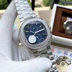 百达翡丽 Patek Philippe 鹦鹉螺系列，精品男士腕表，多功能设计，技艺精湛，独具匠心，尊贵大气，绅士风范。采用全自动机械机芯，顶级316精钢表壳，进口小牛皮表带，矿物质超强镜面，尺寸43-13