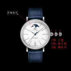TW新品 颜值巅峰IWC旗下最耀眼的明星，万国长动能月相专家。全新的柏涛菲诺系列IW659601透底腕表。独家巨资订制万国Cal.32800真月相功能机芯【表壳】316L精钢表壳，打磨抛光非常圆润。尺寸37.1跟官网一致。双面防反光拱形蓝宝石镀膜镜面 【表带】意大利小牛皮  【机芯】自主研制自动上链机械机芯，机芯稳定，走时准。IWC旗下最耀眼的透底腕表。适合各种商务场合，简敛精致不失优雅！欢迎各路表友品鉴！