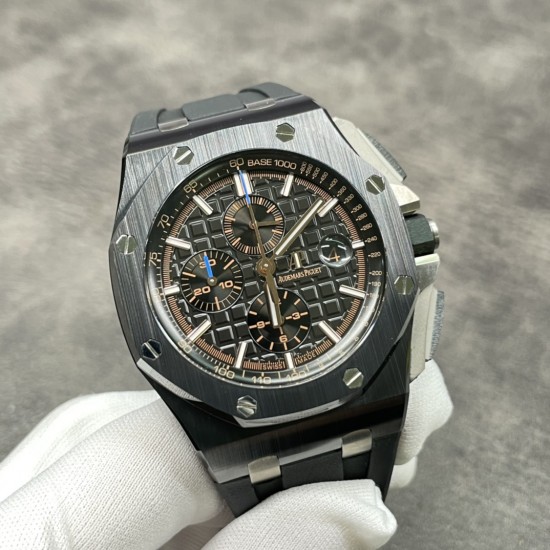 AUDEMARS PIGUET 爱彼 AP 皇家橡树离岸型 计时码表 26402CE.OO.A002CA.01 陶瓷表壳 钛合金按钮 双面蓝宝石镜面 3126机芯 陶瓷自动砣 橡胶表带 钛合金针扣 44mm JF厂出品 出货实拍 AUDEMARS PIGUET 爱彼 AP 皇家橡树离岸型 计时码表 26402CE.OO.A002CA.01 陶瓷表壳 钛合金按钮 双面蓝宝石镜面 3126机芯 陶瓷自动砣 橡胶表带 钛合金针扣 44mm JF厂出品 出货实拍