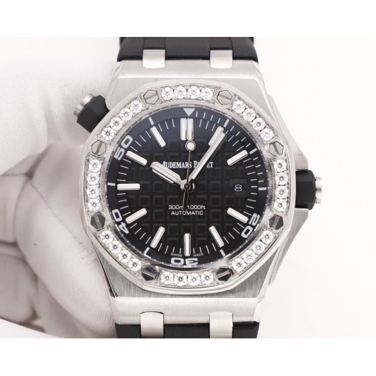爱彼 Audemars Piguet    AP 皇家橡树离岸型 15710系列  X43 采用莫桑钻圈口 一表一码，二码合一，配送检验证书，联网可查询，国检机构  真正的物美价廉 搭配进口3120机械机芯  904L精钢表壳，进口橡胶表带，防眩光水晶蓝宝石玻璃镜面，尺寸：42mm 14mm[礼物][礼物]五星推荐，自留，送礼，首选