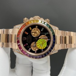 今日推荐劳力士 彩虹迪 玫瑰金铂金眼 40mm 7750机  顶级品质 出货实拍✈️