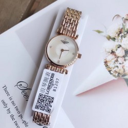 浪琴 Longines 超薄系列，小清新 简约大方，品质精湛，采用原装石英机芯，顶级316精钢表壳，散珠带精钢实钢材料、玫瑰金，间玫瑰金，黄金，间黄金4色可选。28mm
