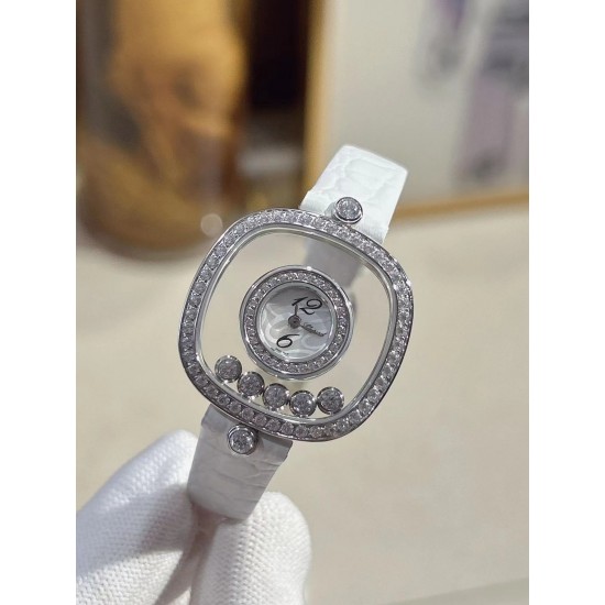 品牌：Chopard-萧邦最新款方形Happy Diamonds❤️瑞士原厂石英机芯 五颗快乐钻石在表盘自由流动  电镀18k金好货不等人哦～[机智]