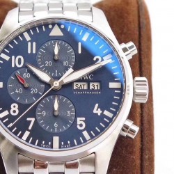 ZF出品 IWC 万国 3777飞行员计时系列，机芯同步原装，表针尾部微微弯曲，双面防眩晕蓝色镀膜。成就此非凡经典！腕表尺寸43mmX15mm！
