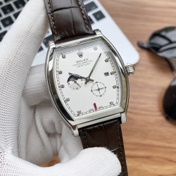 实物拍摄品牌：劳力士-ROLEX  类型：[酷]男士腕表表壳：316精钢（做工优质）表带：进口小牛皮/316精钢（两种可选）机芯：高级定制全自动机械机芯（走时稳定）玻璃：高级强化镀膜镜面尺寸：直径38*43mm，厚度12mm