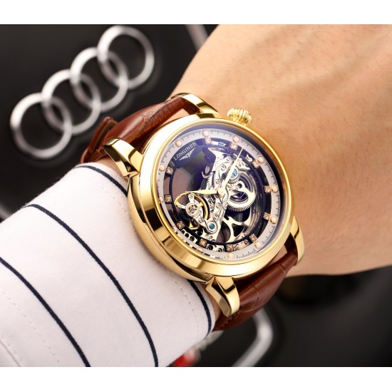 品牌:浪琴 ༶ LONGINES款式:尊贵绅士潮男腕表༶机械尺寸:43mm14mm 机芯:两针镂空飞轮机芯镜面:矿物质水晶玻璃材料:316精钢表扣:折叠扣精致打造,完美呈现༶精品力推༶欢迎转发 品牌:浪琴 ༶ LONGINES款式:尊贵绅士潮男腕表༶机械尺寸:43mm14mm 机芯:两针镂空飞轮机芯镜面:矿物质水晶玻璃材料:316精钢表扣:折叠扣精致打造,完美呈现༶精品力推༶欢迎转发