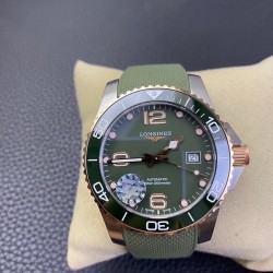 LONGINES 浪琴 新款绿色陶瓷圈康卡斯潜水运动系列 男士自动机械腕表 尺寸41mm！打磨工艺高超。陶瓷表圈高级质感，刻度的立体感和倒角细节两不误。超强夜光效果  匠心之作 ！