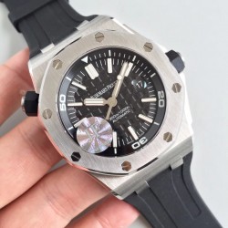 到货，JF出品 AP爱彼 15710系列 皇家橡树离岸型系列机械男表V8版本，背透3120机芯是革命性的升级，双面蓝宝石镜面，橡胶包覆层螺丝锁入式表冠，防磁装置，42mm*13.8mm。性价比最高的爱彼神器！完美。