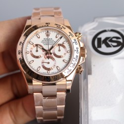 顶级做工KS出品：劳力士 恒动宇宙计时型迪通拿 【尺寸】40MM【表镜】抗刮损蓝水晶玻璃  防反光凸透式放大日历窗【表壳】上链表冠，旋入式三扣锁三重防水系统【机芯】采用7750机芯，高效精准稳定【表带】腕表搭配折叠式表扣，且表扣具有微调装置，可以调到非常的贴合手腕 折叠扣 超强夜光 防水大于100米