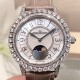实拍 积家-Jaeger-LeCoultre DAZZLING RENDEZ- VOUS MOON约会系列月相珠宝腕表月之女神,是浪漫与柔美的象征,她掌管着大自然中的潮起潮落和季节更替,是艺术家与诗人们的灵感源泉,在温润莹亮的白色珍珠母贝映衬下,晶莹璀璨的钻石散发出夜空般的静谧之美,表圈镶嵌108颗 钻石,组成两个环绕表壳的同心圆。由36颗以爪镶工艺镶嵌的 钻石组成的外圈,为光芒闪耀的表圈营造出轻盈美妙的质感,尺寸36mm的精钢表壳搭配进口瑞士石英,采用蓝宝石水晶玻璃。 实拍 积家-Jaeger-LeCoultre DAZZLING RENDEZ- VOUS MOON约会系列月相珠宝腕表月之女神,是浪漫与柔美的象征,她掌管着大自然中的潮起潮落和季节更替,是艺术家与诗人们的灵感源泉,在温润莹亮的白色珍珠母贝映衬下,晶莹璀璨的钻石散发出夜空般的静谧之美,表圈镶嵌108颗 钻石,组成两个环绕表壳的同心圆。由36颗以爪镶工艺镶嵌的 钻石组成的外圈,为光芒闪耀的表圈营造出轻盈美妙的质感,尺寸36mm的精钢表壳搭配进口瑞士石英,采用蓝宝石水晶玻璃。