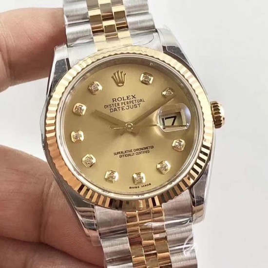 AR超强神作 ROLEX DATEJUST超级904L最强V2升级版日志型36系列腕表，表壳表带运用超级904L铸造而成，并行代购版DATEJUST，完美修正十年间所有副本的不足和缺陷，36mm表径，搭载3135机并搭配正品代购包装物料，重新定义最高品质的DATEJUST副本[拳头]            最强版A级副本DATEJUST【AR出品】