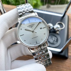 实物拍摄品牌：浪琴-LONGINES   类型：[酷]男士腕表表壳：316精钢（做工优质）表带：进口小牛皮/顶级316精钢(两种可选)机芯：进口西铁城8215全自动机械机芯（走时稳定）玻璃：高级强化镀膜镜面尺寸：直径40mm，厚度12.5mm