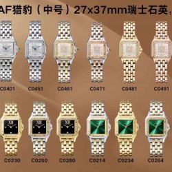 AF卡地亚Cartier猎豹PANTHERE DE CARTIER系列出品[庆祝][庆祝][庆祝]机芯类型：瑞士石英机芯表径尺寸小号：22*30毫米表径尺寸中号：27*37毫米表盘