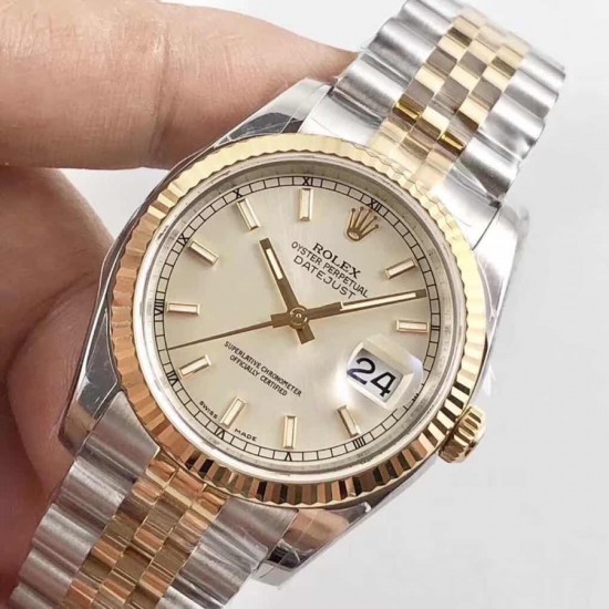AR超强神作 ROLEX DATEJUST超级904L最强V2升级版日志型36系列腕表，表壳表带运用超级904L铸造而成，并行代购版DATEJUST，完美修正十年间所有副本的不足和缺陷，36mm表径，搭载3135机并搭配正品代购包装物料，重新定义最高品质的DATEJUST副本[拳头]            最强版A级副本DATEJUST【AR出品】