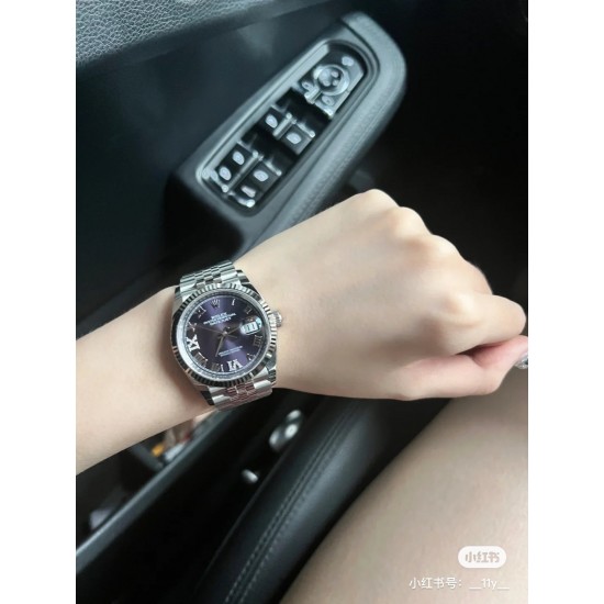劳力士36mm“茄紫色日志”爆款，上手图！