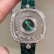 实拍 萧邦新增绿色表盘HAPPY DIAMONDS系列快乐钻腕表 3层蓝宝石玻璃镜面 我们就是自己的神话 原厂瑞士石英机芯 镜面内5颗快乐钻自由转动 活动钻石围绕表盘回旋起舞 制作精巧的表壳玩味透明概念 chopard家标志性的Happy钻石在两片蓝宝石水晶玻璃 形成的空间内自由滑动 充分展现自由和欢快的感觉 表壳顶端与底端各缀有一圈钻石 树叶形指针 较小的同心圆为珍珠母贝质地 呈圆满的球型 两个同心圆环上皆全手工镶有钻石 七颗灵动钻石如悬空漂浮一般 细节见真知。 实拍 萧邦新增绿色表盘HAPPY DIAMONDS系列快乐钻腕表 3层蓝宝石玻璃镜面 我们就是自己的神话 原厂瑞士石英机芯 镜面内5颗快乐钻自由转动 活动钻石围绕表盘回旋起舞 制作精巧的表壳玩味透明概念 chopard家标志性的Happy钻石在两片蓝宝石水晶玻璃 形成的空间内自由滑动 充分展现自由和欢快的感觉 表壳顶端与底端各缀有一圈钻石 树叶形指针 较小的同心圆为珍珠母贝质地 呈圆满的球型 两个同心圆环上皆全手工镶有钻石 七颗灵动钻石如悬空漂浮一般 细节见真知。