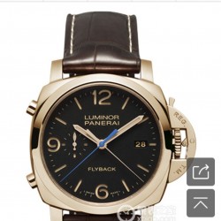 [太阳][太阳]沛纳海精品男士机械表FLYBACK，热卖款型号PAM00525，LUMINOR 1950系列，直径44mm,厚度15mm,316L精钢玫瑰金壳，高硬度矿物质玻璃，真皮咖啡皮带，装配海鸥全自动机芯。卓越品质，引领潮流！欢迎转载！[愉快][愉快]