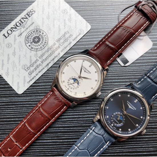 浪琴官网新品v2版本浪琴 LONGINES L33 名匠系列月相 市场上唯一一家官方1:1复刻版本，不惜成本[强]升级瑞机壳套字面，原装月相，区别市场普通版本 配置全自动机械机芯，316L精钢，蓝宝石镜面，尺寸39.5mm专柜同步，SJ出品让表又再次刷新高性价比的购表体验 三杰精致推荐男士机械腕表 SJ为你精心打造超真实实物图拍摄