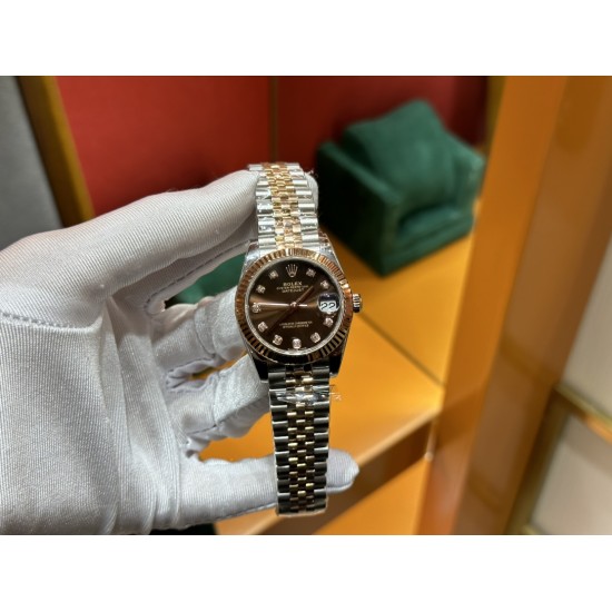 劳力士咖啡日志31mm316L精钢材质间金镀18K玫瑰金
