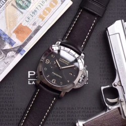 沛纳海 PAM359全身抛光316L精钢 三明治数字刻度面盘 超强夜光  44mm直径 搭配小牛皮 经典简约 百搭只选