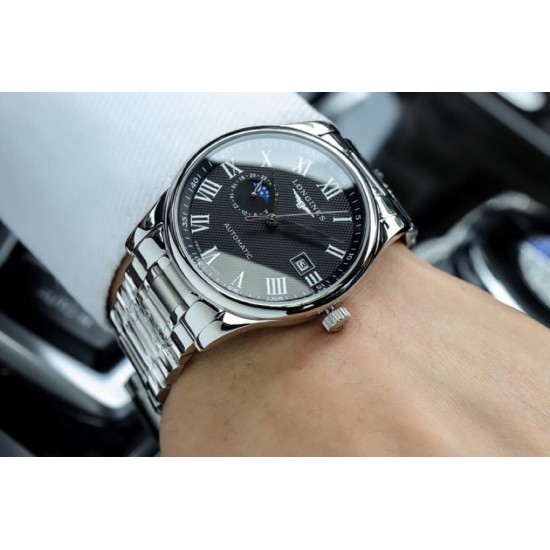 浪情-LONGINES2019全新名匠系列男士机械腕表 搭载零返修全新日本进口西铁城8218机械机芯 9字位24小时显示 双卜蓝宝石玻璃镜面 316L精钢AAA级表壳 真牛皮表带[玫瑰][玫瑰][玫瑰]尺寸：40/11.5mm 请认准独家品质