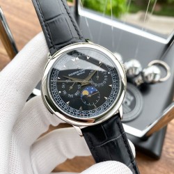 实物拍摄品牌：江诗丹顿 -Vacheron Constantin类型：[酷]男士腕表表壳：316精钢（做工优质）表带：进口真牛皮/316精钢（两种可选）机芯：高级定制全自动机械机芯（走时稳定）玻璃：高级强化镀膜镜面尺寸：直径40mm，厚度12.5mm