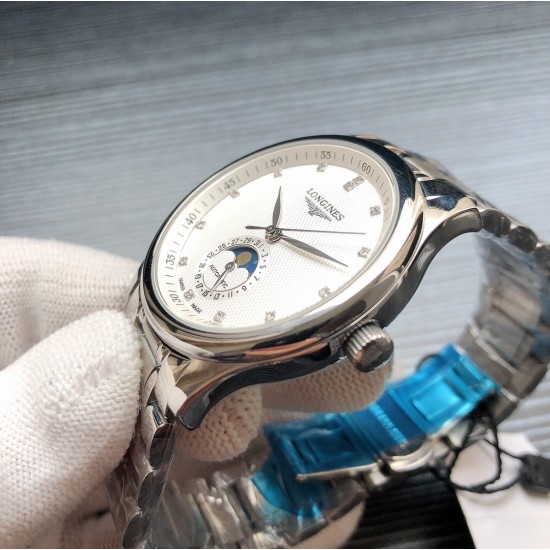 浪琴官网新品v2版本浪琴 LONGINES L33 名匠系列月相 市场上唯一一家官方1:1复刻版本，不惜成本[强]升级瑞机壳套字面，原装月相，区别市场普通版本 配置全自动机械机芯，316L精钢，蓝宝石镜面，尺寸39.5mm专柜同步，SJ出品让表又再次刷新高性价比的购表体验 三杰精致推荐男士机械腕表 SJ为你精心打造超真实实物图拍摄
