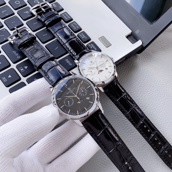 PP最新款式 百达翡丽Patek Philippe 搭配进口9100多功能机芯(零返修)功能(24小时,星期,星辰,月份)进口316精钢!搭配意大利进口小牛皮!原装折叠扣!尺寸42mm。耐磨防刮蓝宝石玻璃!超强防水50米!简约而不简单!百达翡丽,你值得拥有! PP最新款式 百达翡丽Patek Philippe 搭配进口9100多功能机芯(零返修)功能(24小时,星期,星辰,月份)进口316精钢!搭配意大利进口小牛皮!原装折叠扣!尺寸42mm。耐磨防刮蓝宝石玻璃!超强防水50米!简约而不简单!百达翡丽,你值得拥有!