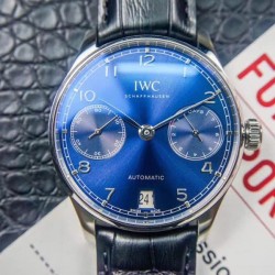 万国IWC－葡萄牙系列  七日链 葡七 自动机械机芯 独立小秒针 真动能指示 蓝宝石玻璃 牛皮表带42mm。