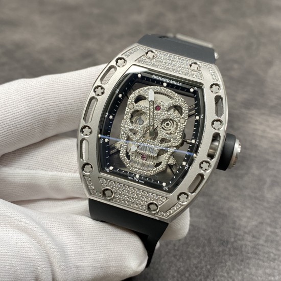 Richard Mille 理查德米勒系列,亲民版!一比一复刻 !全镂空骷髅头 腕表 简约无钻款 酒桶型镂空表盘 橡胶黑色表带 加了碳素!防水效果杠杠的!出货实拍 Richard Mille 理查德米勒系列,亲民版!一比一复刻 !全镂空骷髅头 腕表 简约无钻款 酒桶型镂空表盘 橡胶黑色表带 加了碳素!防水效果杠杠的!出货实拍
