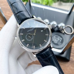 实物拍摄品牌：江诗丹顿 -Vacheron Constantin  类型：[酷]男士腕表表壳：316精钢（做工优质）表带：进口真牛皮/原装针扣机芯：进口西铁城8215全自动机械机芯（走时稳定）玻璃：高级强化镀膜镜面尺寸：直径40mm，厚度12.5mm